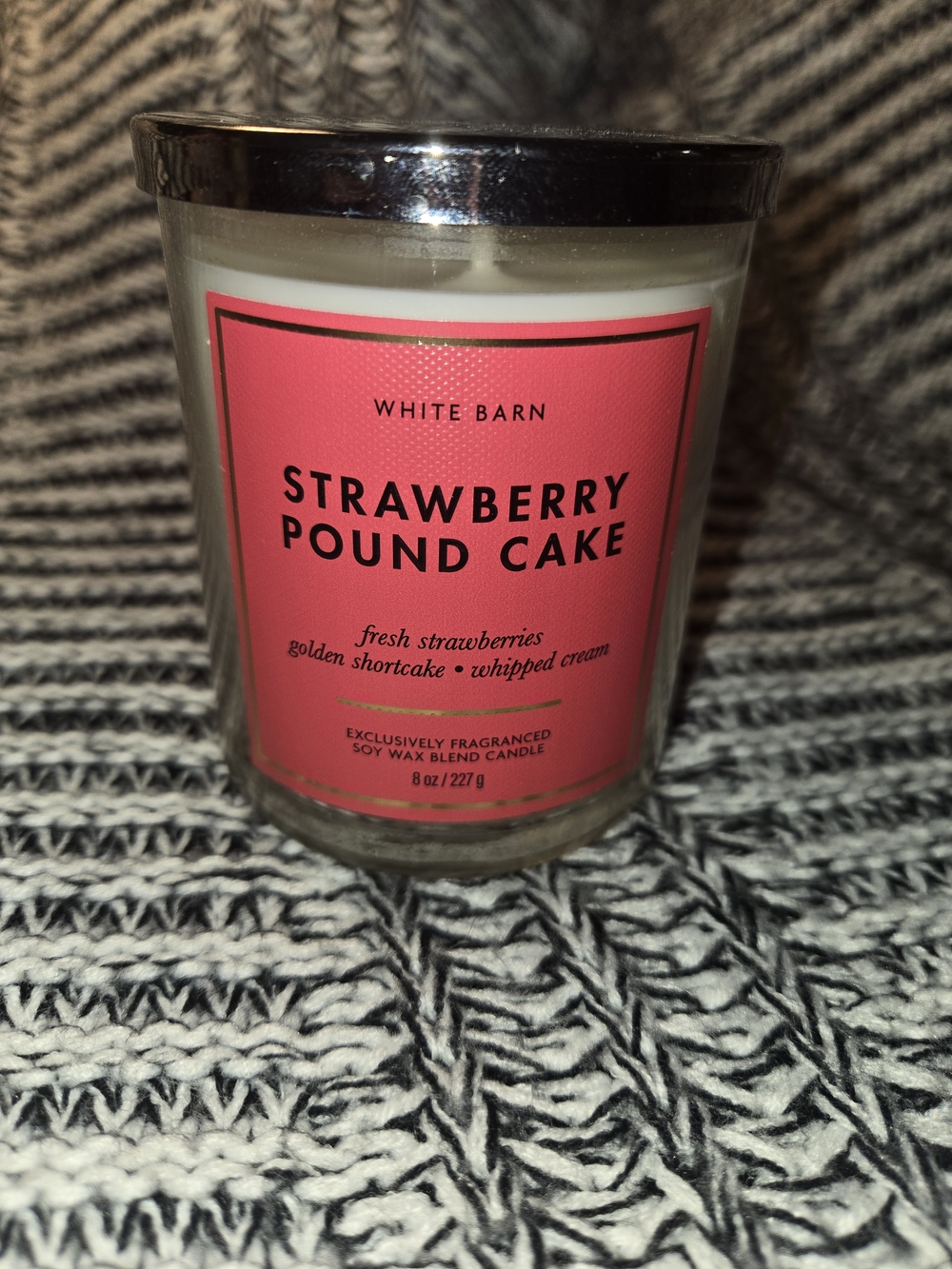 White Barn Strawberry Pound Cake Candle - Bright Pink Label